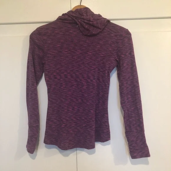 Columbia Cowl Neck Purple Pink Hooded Sweatshirt - Picture 5 of 8